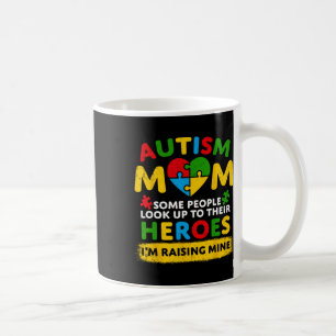 Autismus Mama Raising Hero Groovy Messy Bun Autism Kaffeetasse