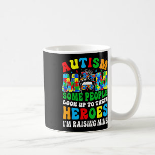 Autismus Mama Raising Hero Groovy Messy Bun Autism Kaffeetasse