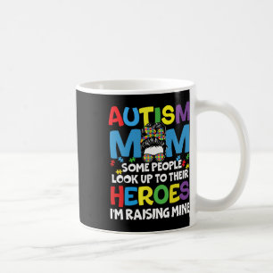 Autismus Mama Raising Hero Groovy Messy Bun Autism Kaffeetasse