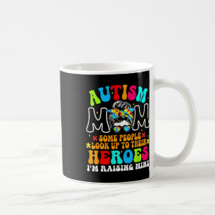 Autismus Mama Raising Hero Groovy Messy Bun Autism Kaffeetasse