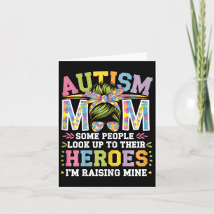 Autismus Mama Raising Hero Groovy Messy Bun Autism Karte
