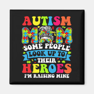 Autismus Mama Raising Hero Groovy Messy Bun Autism Magnet