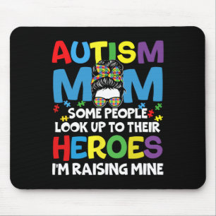 Autismus Mama Raising Hero Groovy Messy Bun Autism Mousepad