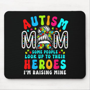 Autismus Mama Raising Hero Groovy Messy Bun Autism Mousepad