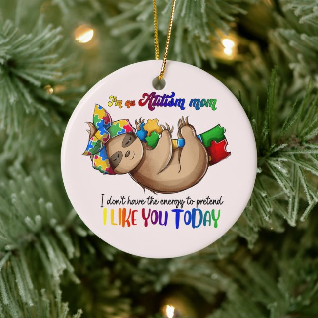 Autismus-Mama - Sloth Keramik Ornament (Baum)