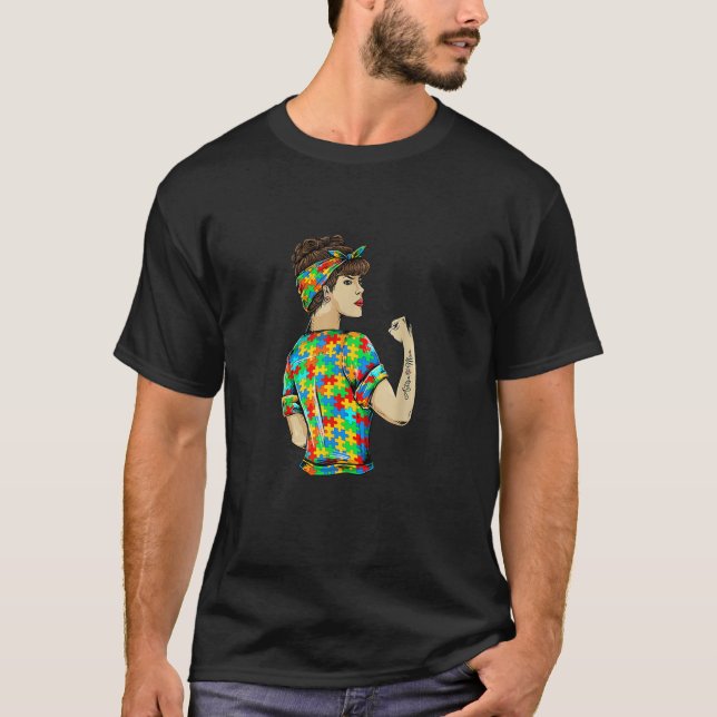 Autismus Mama Tattoo Herz Puzzle Muster Autismus K T-Shirt (Vorderseite)
