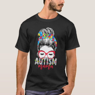 Autismus-Mama-Unordentlicher-Dutt-Frisur-Puzzle Au T-Shirt