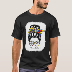 Autismus-Mama-Unordentlicher-Dutt-Gebleicht-für-Au T-Shirt