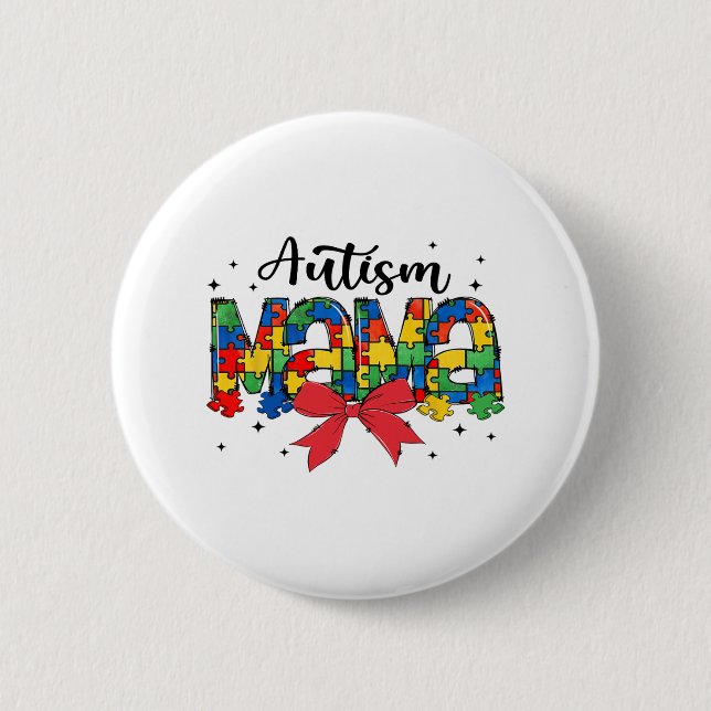 Autismus Mama - Unterstützung von Puzzle-Mama Button (Vorderseite)