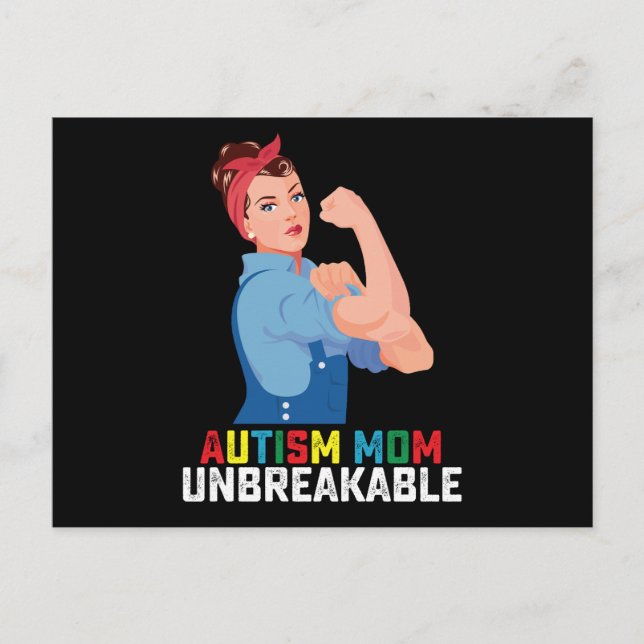 Autismus-Mama Unzerbrechlich Proud Autistic Family Postkarte (Vorderseite)