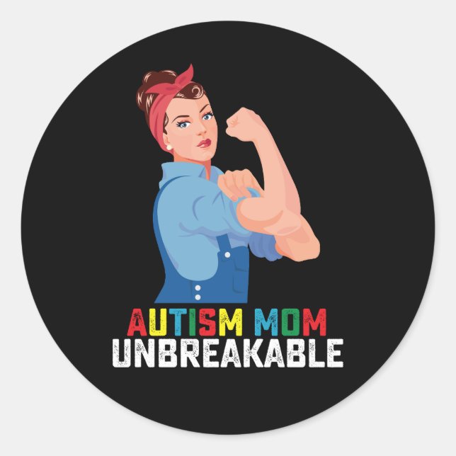 Autismus-Mama Unzerbrechlich Proud Autistic Family Runder Aufkleber (Vorderseite)