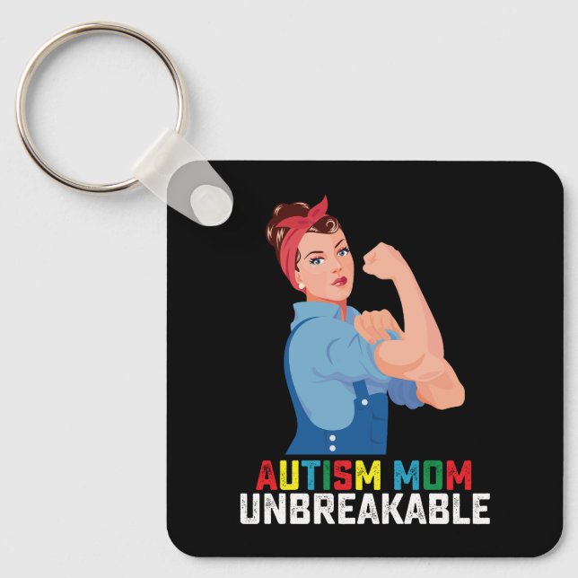 Autismus-Mama Unzerbrechlich Proud Autistic Family Schlüsselanhänger (Vorderseite)