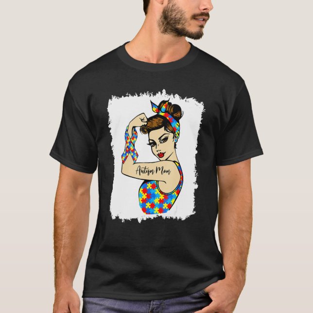 Autismus Mama Unzerbrechlich Rosie The Riveter Str T-Shirt (Vorderseite)