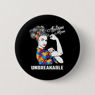 Autismus-Mama Unzerbrechliche Autismus-Bewusstsein Button