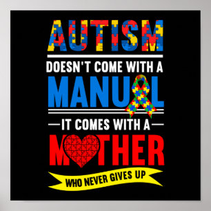Autismus Manuelle Mama Mutter Mama Blume Regenboge Poster