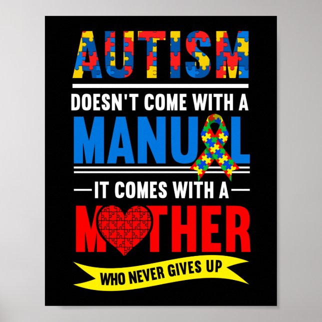 Autismus Manuelle Mama Mutter Mama Blume Regenboge Poster (Vorne)
