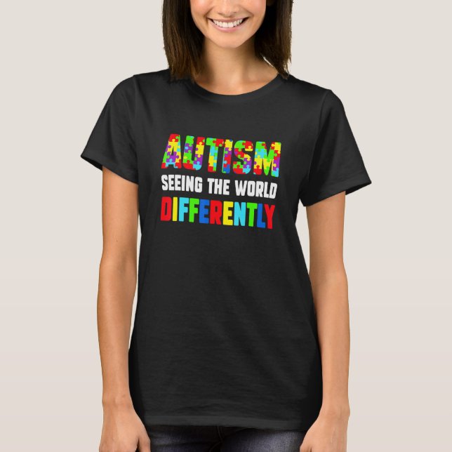 Autismus-Mutter Kind Sieht Die Welt Anders Autismu T-Shirt (Vorderseite)