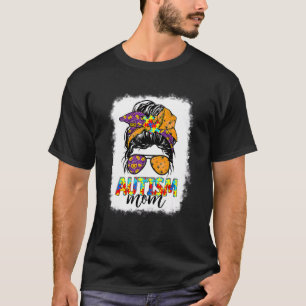 Autismus-Mutter-Leben Unordentliche-Bun-Haar-Horro T-Shirt