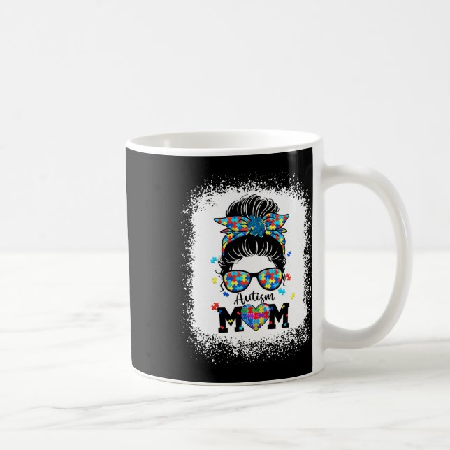 Autismus-Mutter-Leben-Unordentliche-Bun-Sungles-Nd Kaffeetasse (Rechts)