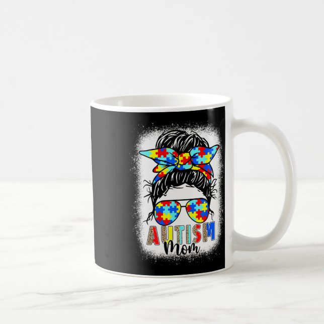 Autismus-Mutter-Leben-Unordentlicher-Bun-Gebleicht Kaffeetasse (Rechts)