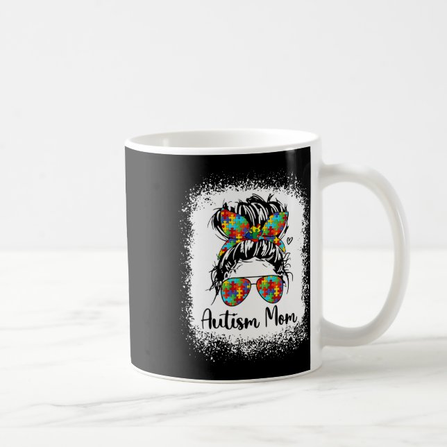 Autismus-Mutter-Leben-Unordentlicher-Bun-Sungles-N Kaffeetasse (Rechts)