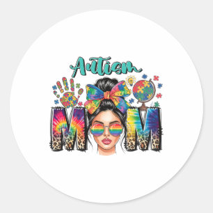 Autismus Mutter Leopard Print Autistic Kids Autism Runder Aufkleber