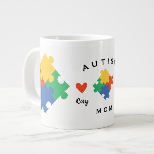 Autismus-Mutter personalisiert mit zwei Kindername Jumbo-Tasse