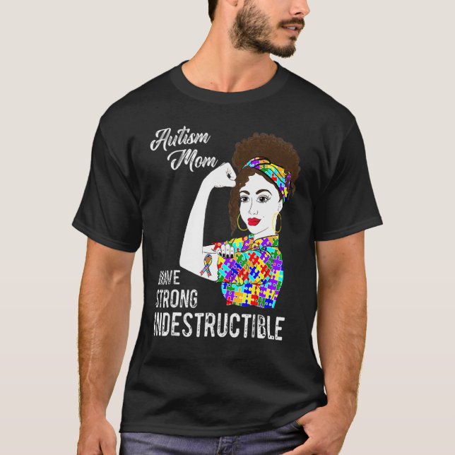 Autismus-Mutter-Schleife-Bewusstsein T-Shirt (Vorderseite)