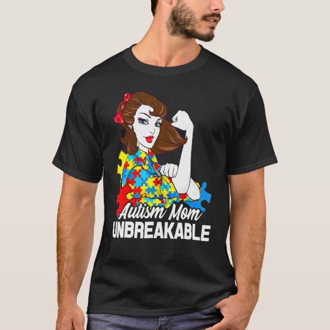 Autismus-Mutter Unzerbrechlich  Autismus-Bewusstse T-Shirt (Vorderseite)
