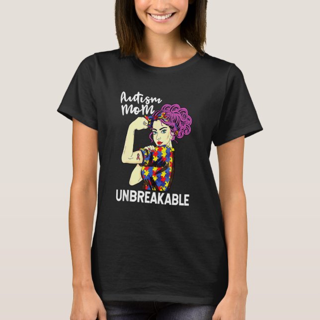 Autismus-Mutter Unzerbrechlich  Autismus-Bewusstse T-Shirt (Vorderseite)