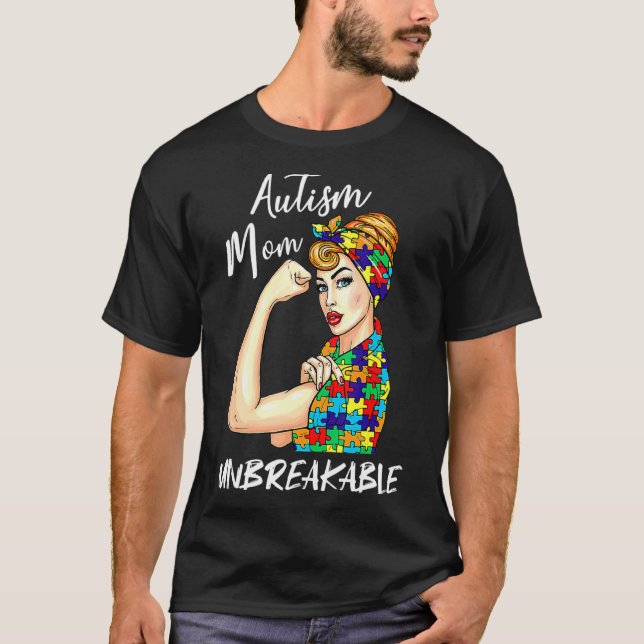Autismus-Mutter Unzerbrechlich  Autismus-Bewusstse T-Shirt (Vorderseite)