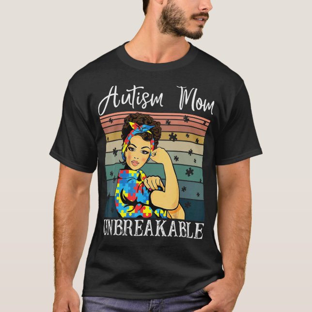 Autismus-Mutter Unzerbrechlich Starkes Mädchen T-S T-Shirt (Vorderseite)