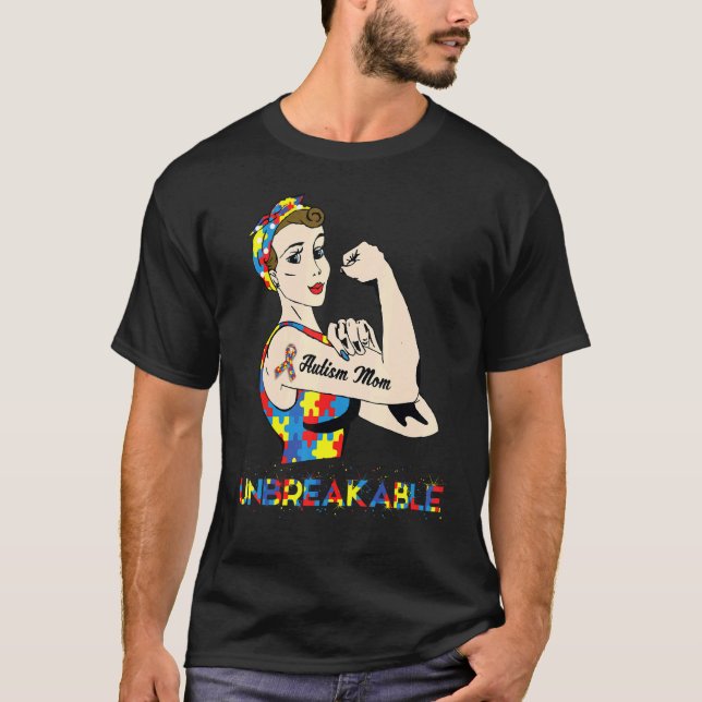 Autismus-Mutter Unzerbrechliche Starke Mutter Auti T-Shirt (Vorderseite)