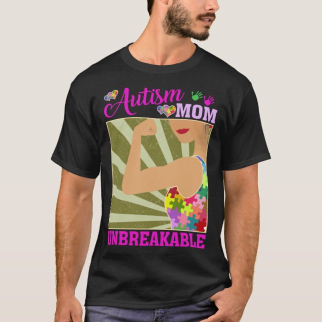 Autismus-Mutter Unzerbrechliches Autismabewusstsei T-Shirt (Vorderseite)