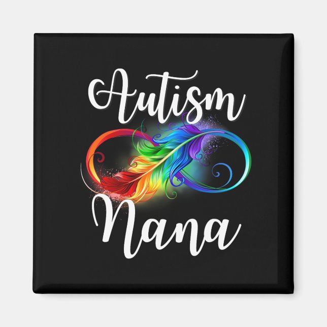 Autismus Nana Neurodiversity Rainbow Infinity Sign Magnet (Vorne)