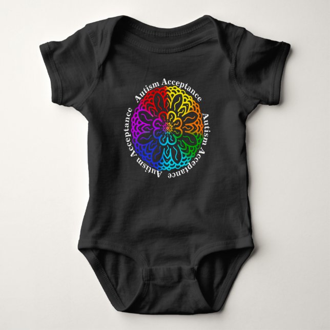 Autismus Neurovielfalt Akzeptanz Rainbow Mandala B Baby Strampler (Vorderseite)