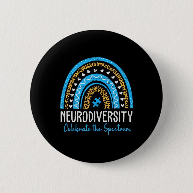 Autismus Neurovielfalt Spektrum Asd Adhd Rainbow L Button (Vorderseite)