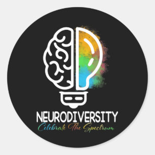 Autismus Neurovielfalt Spektrumanalyse Adhd Rainbo Runder Aufkleber
