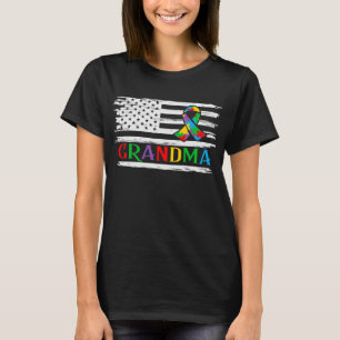 Autismus Oma Amerikanische Flagge T-Shirt