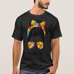 Autismus Oma Leben Unordentlicher Dutt Brille Band T-Shirt