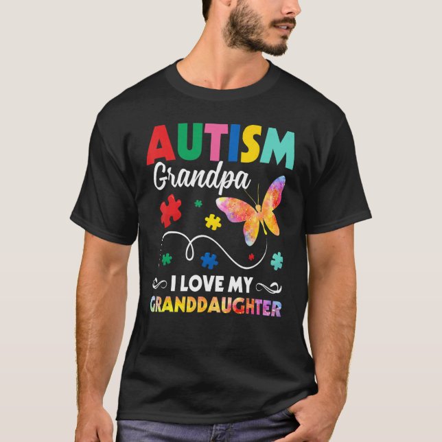 Autismus Opa I Liebe meine Großtochter Butterfly T-Shirt (Vorderseite)