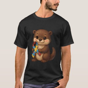 Autismus Otter Bewusstsein Gelb Rot Blau Tier Ripp T-Shirt