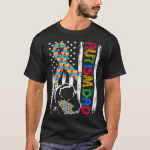 Autismus Papa Bär USA-Flagge Familie passend Autis T-Shirt