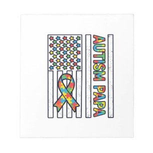 Autismus Papa Flagge Band Puzzle Teil Shirt Design Notizblock