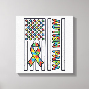 Autismus-Papa-Flagge-Band-Puzzleteil-Shirt-Design_ Leinwanddruck