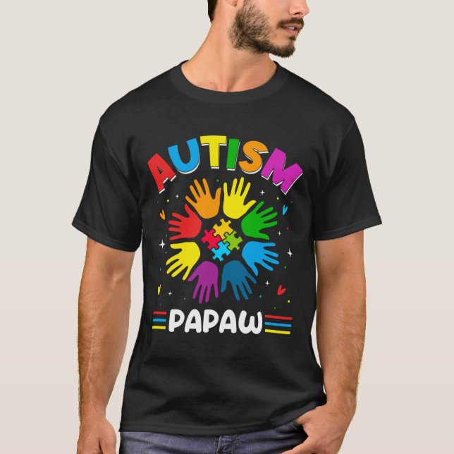 Autismus Papaw Liebe Autismus Sensibilisierungsfam T-Shirt (Vorderseite)