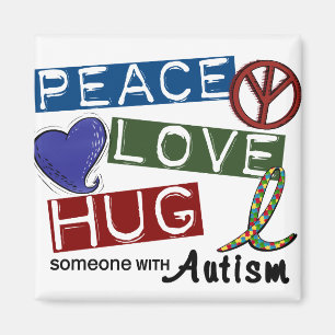 Autismus PEACE LIEBE HUG Magnet