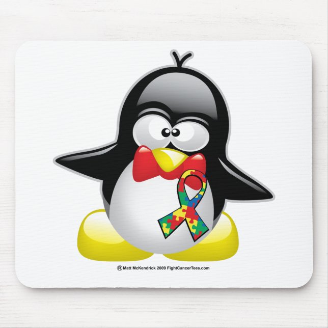 Autismus-Pinguin Mousepad (Vorne)