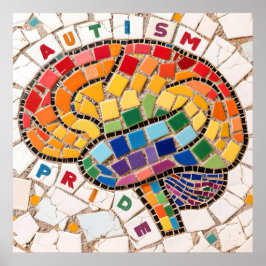 Autismus Pride Mosaik Gehirn Neuroversität Bewusst Poster