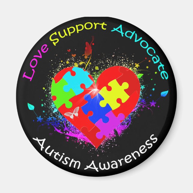 Autismus Puzzle am Herzen Magnet (Vorne)